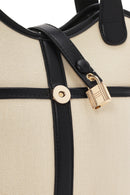 Women's Cream Long Strap Fabric Handbag | Derimod