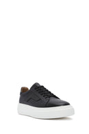 Men's Black Lace-up Thick-Sole Leather Sneaker | Derimod