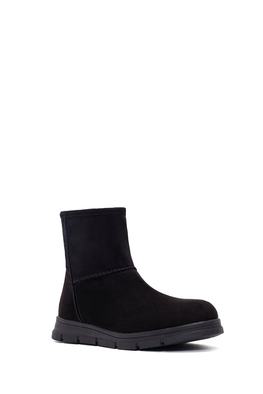 Women's Black Zippered Suede Teddy Boot