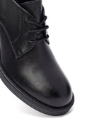 Woman Black Lace-Up Chunky Heeled Leather Masculine Shoes | Derimod