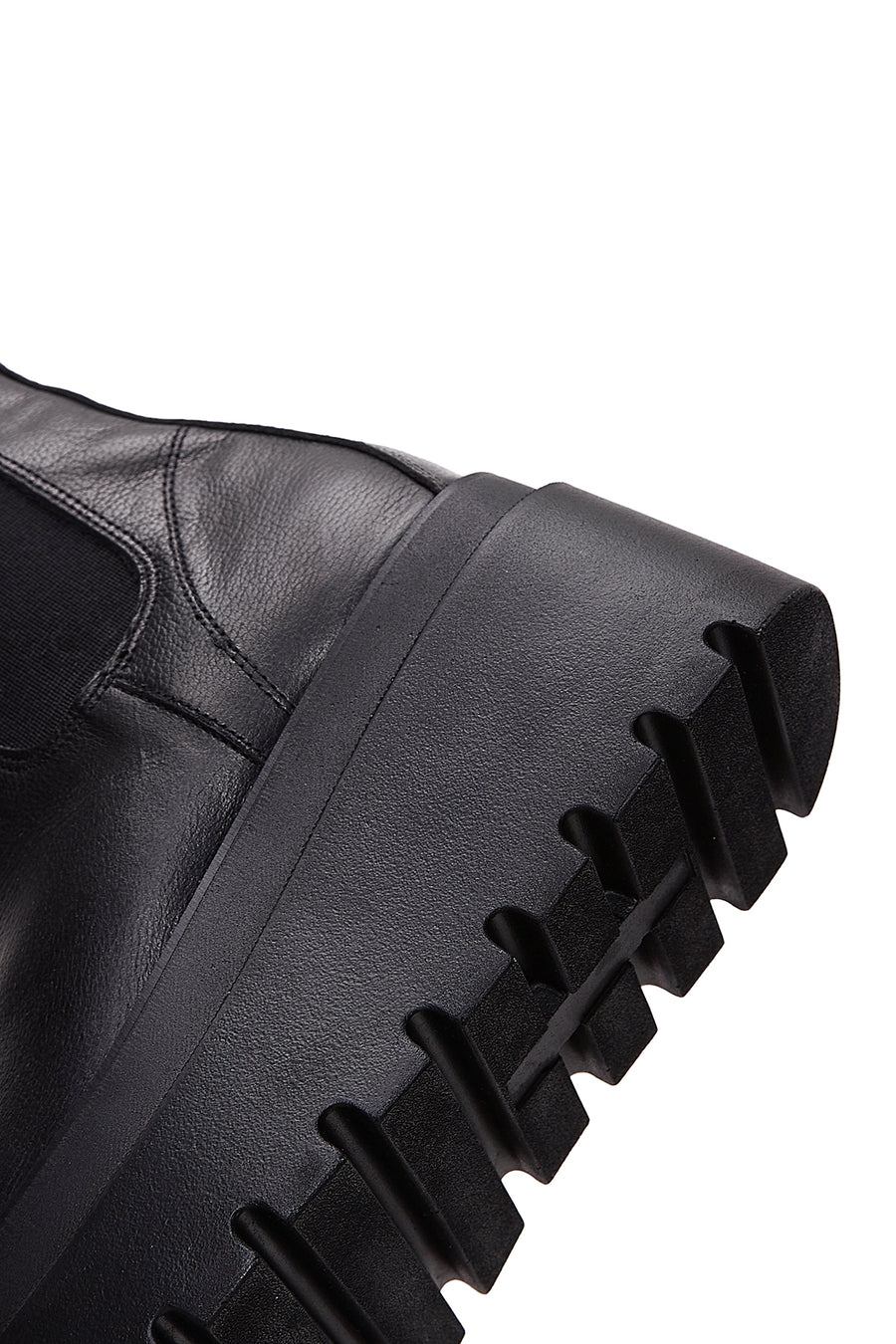 Women's Black Leather Thick Soled Chelsea Boots