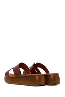 Woman Brown Thick-Soled Leather Slipper | Derimod