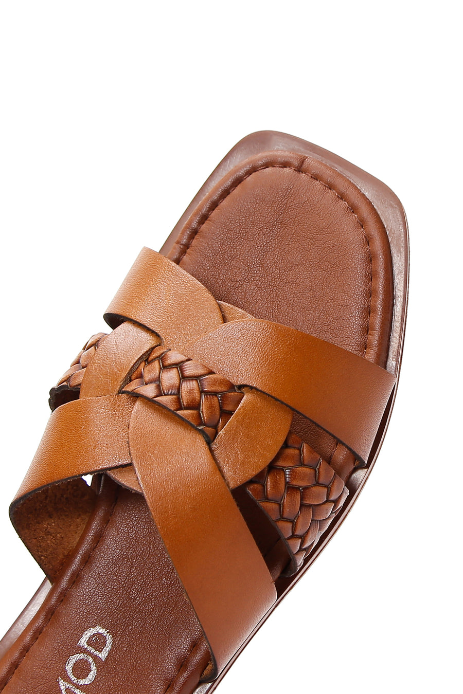 Women's Brown Knitted Detailed Leather Slippers