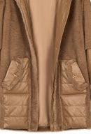 Virginia Women's Brown Hooded Long Teddy Coat | Derimod