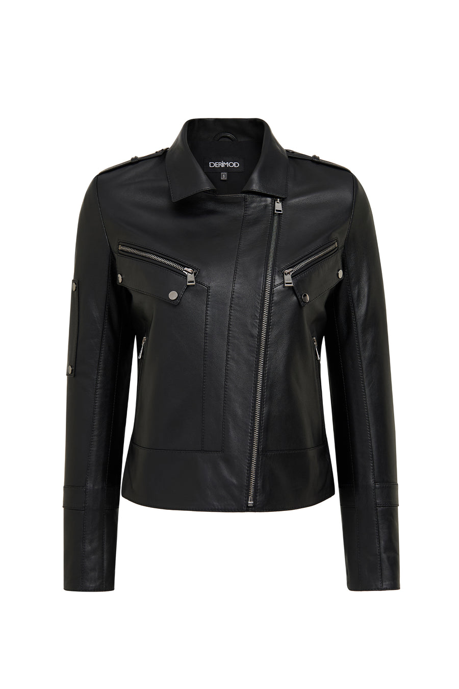 Roma Kadın Siyah Biker Deri Ceket 25WGD5609U4 | Derimod