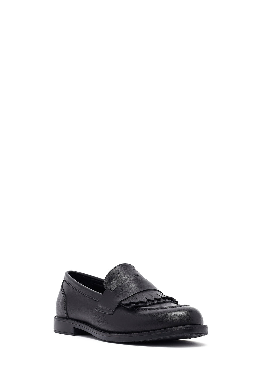 Woman Black Leather Masculine Loafer