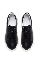 Erkek Siyah Bağcıklı Deri Sneaker | Derimod