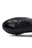 Men's Black Lace-Up Leather Casual Sneakers | Derimod