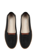 Women's Black Thick Soled Leather Comfort Shoes | Derimod