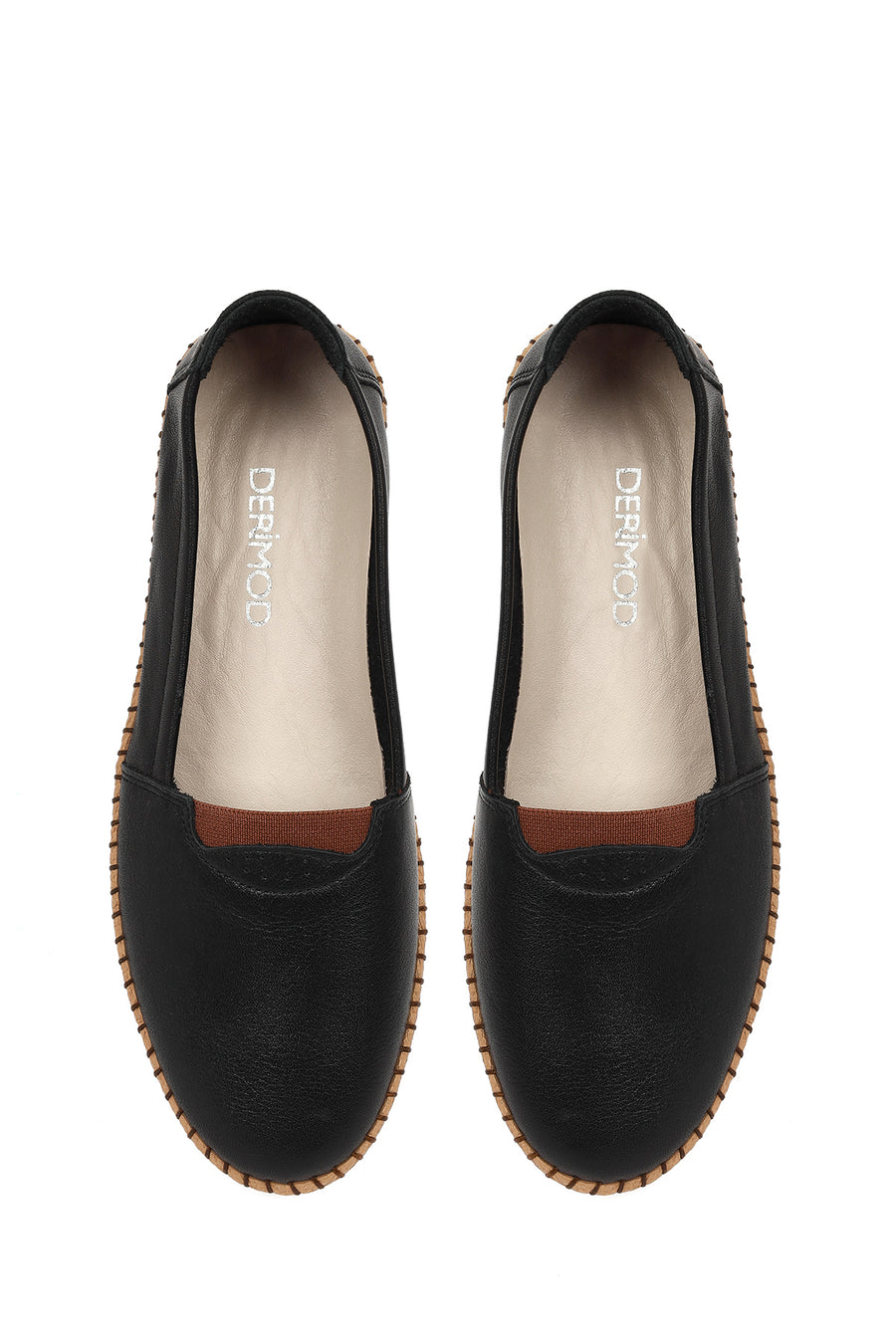 Women's Black Thick Soled Leather Comfort Shoes