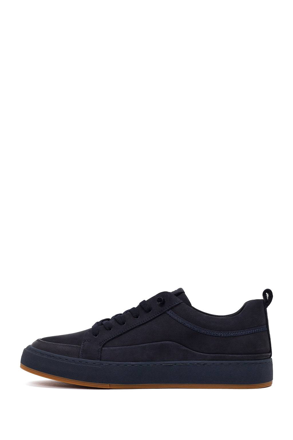 Erkek Lacivert Bağcıklı Nubuk Deri Sneaker