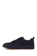Erkek Lacivert Bağcıklı Nubuk Deri Sneaker | Derimod