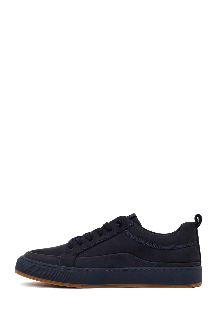 Erkek Lacivert Bağcıklı Nubuk Deri Sneaker