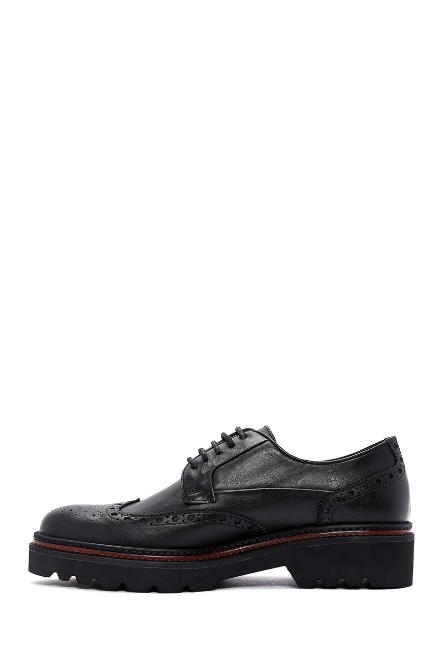 Men's Black Leather Thick Soled Casual Shoes