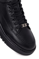 Male Black Lace-Up Thick-Soled Leather Sneaker | Derimod