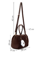 Woman Brown Long-Strap Accessorized Plush Shoulder Bag | Derimod