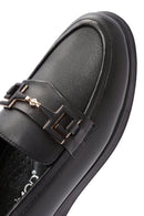 Woman Black Buckle Detail Leather Comfort Loafer | Derimod