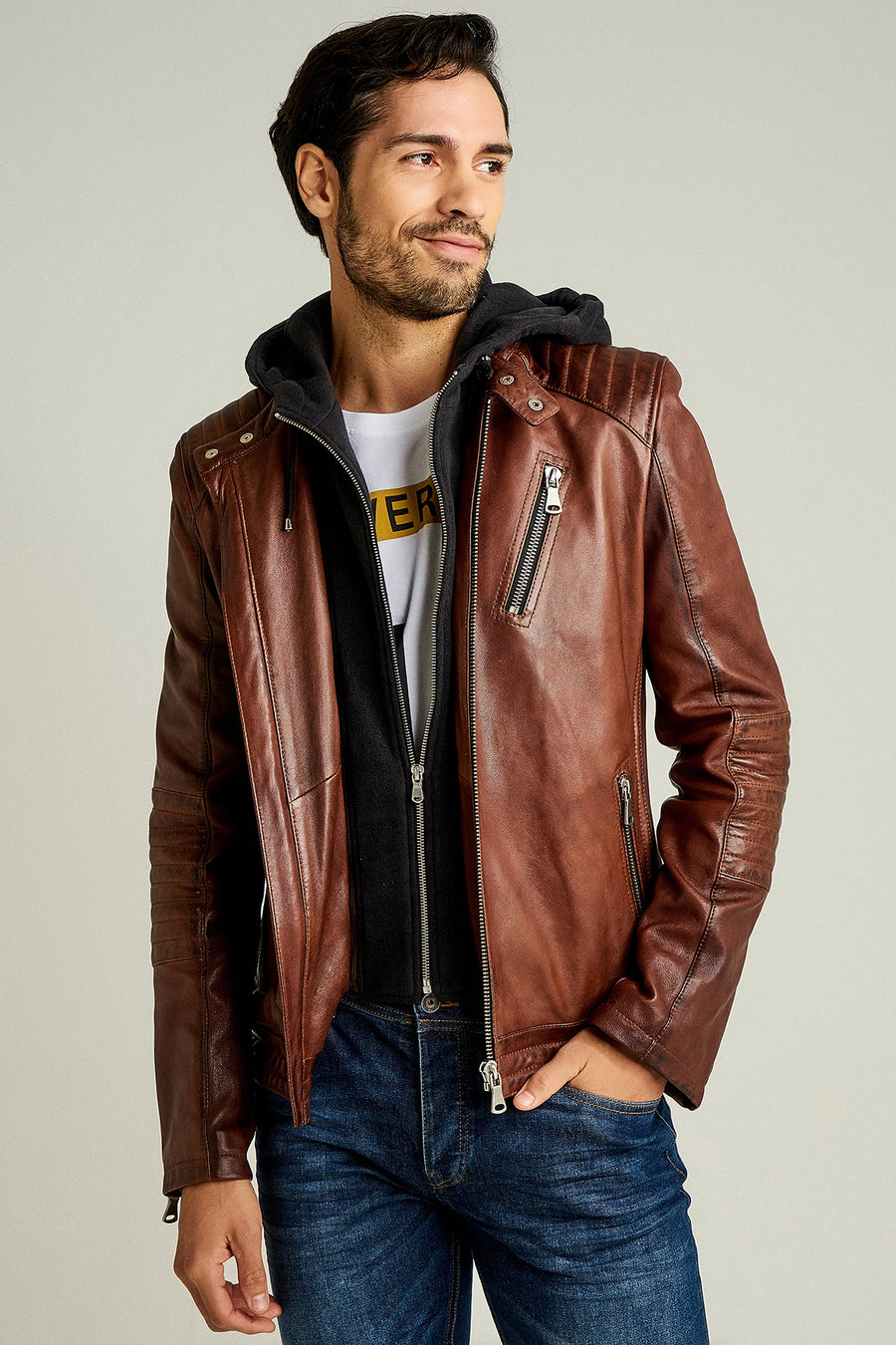 Lebron Men's Leather Jacket 18WGD6304BN | Derimod