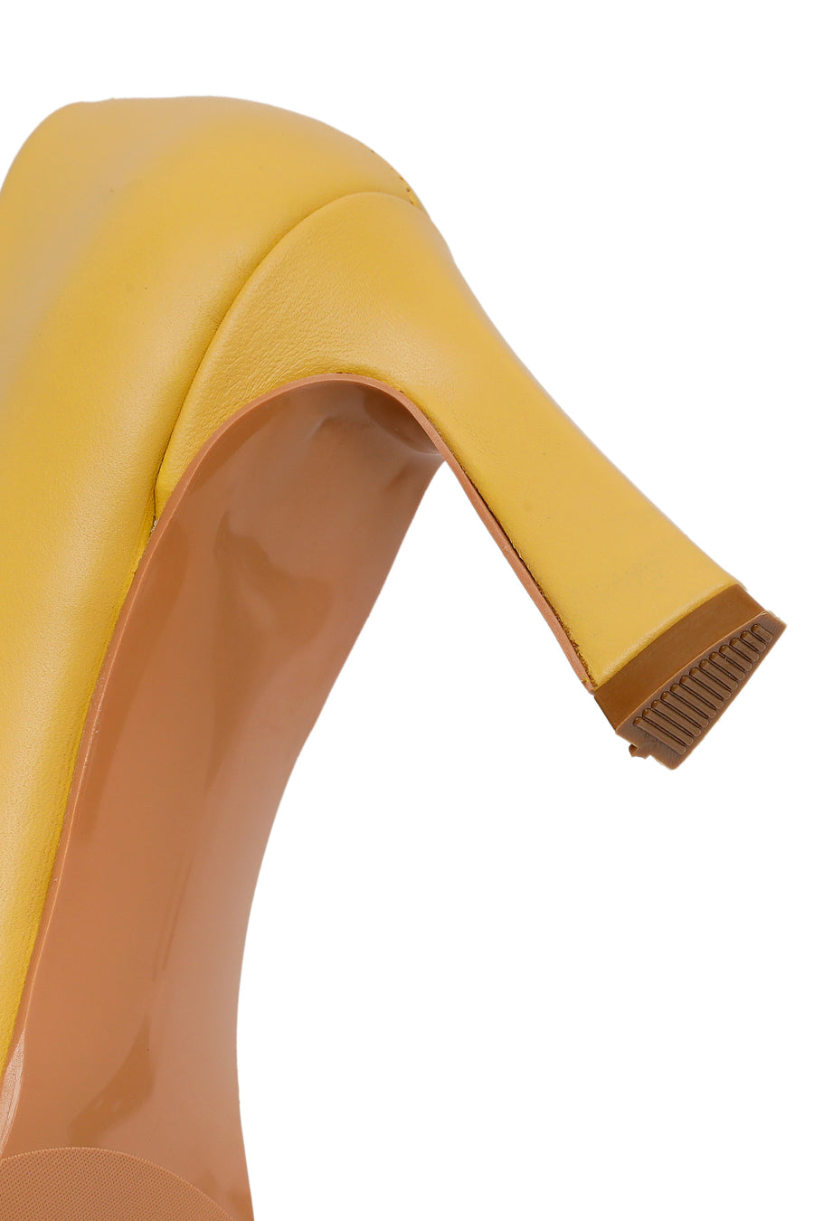 Woman Yellow Thick-Heeled Leather Stiletto