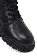 Men's Black Lace-Up Leather Boot | Derimod