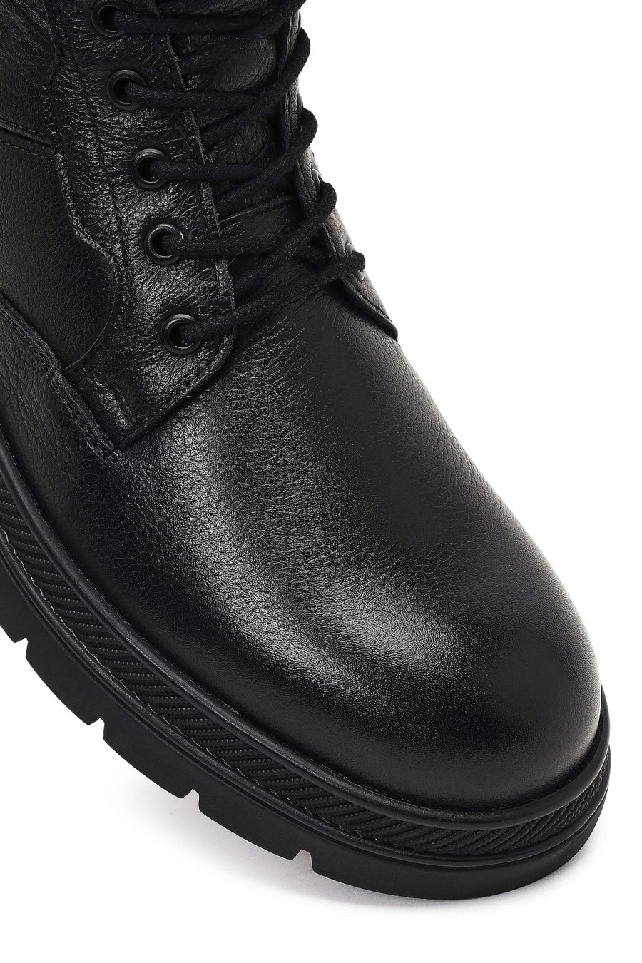 Men's Black Lace-Up Leather Boot