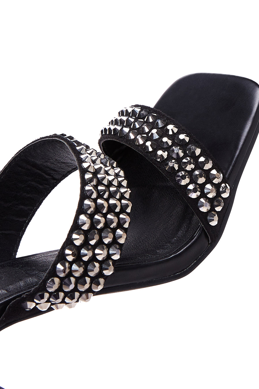 Women's Black Stone Heeled Slippers