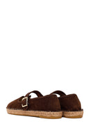 Women's Brown Strap Suede Leather Espadrilles | Derimod