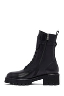 Women's Black Zippered Thick-Soled Leather Ankle Boots | Derimod