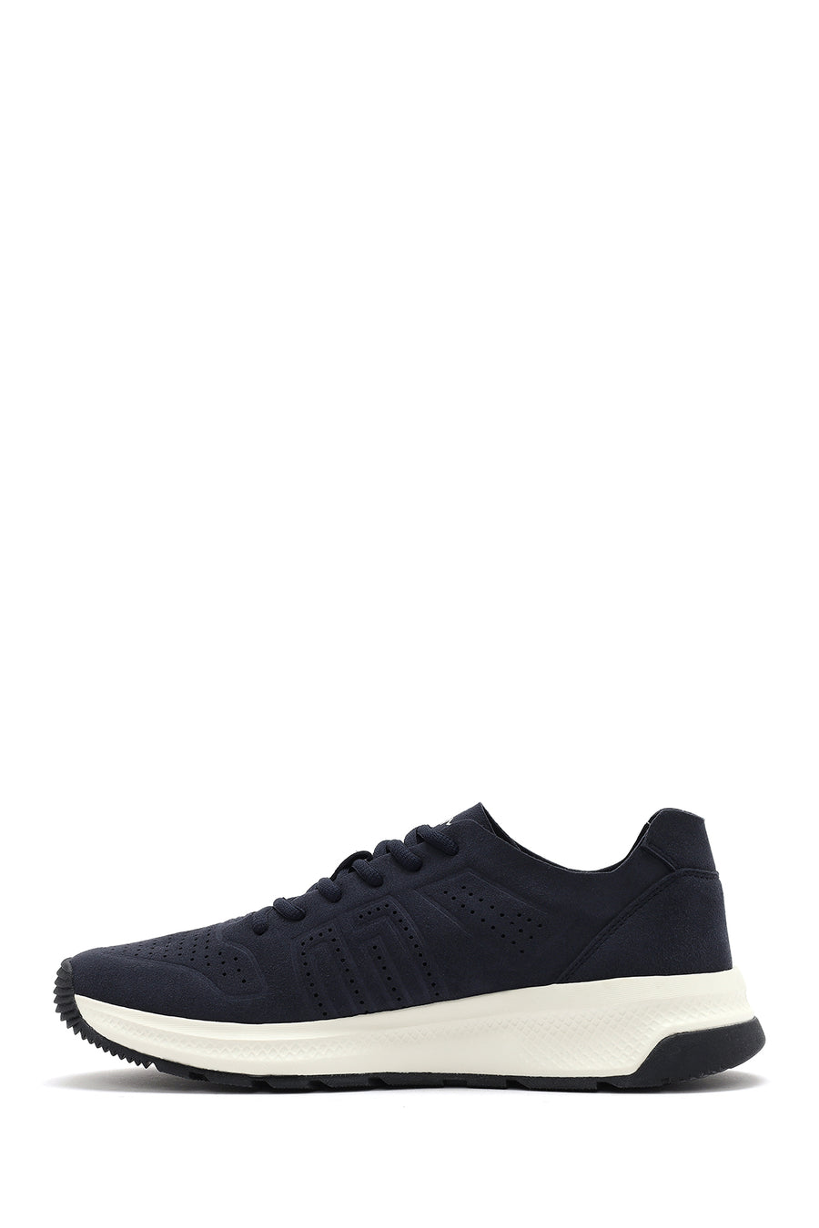 Men's Navy Blue Lace-Up Nubuck Leather Sneaker