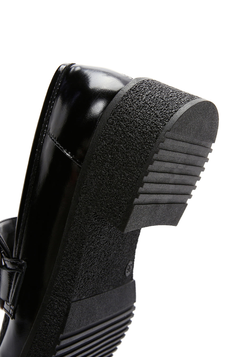 Women's Black Leather Patent Leather Masculine Loafer