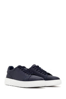 Male Navy Lace-up Leather Sneaker | Derimod
