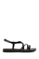 Women's Black Knit Detailed Sandals | Derimod
