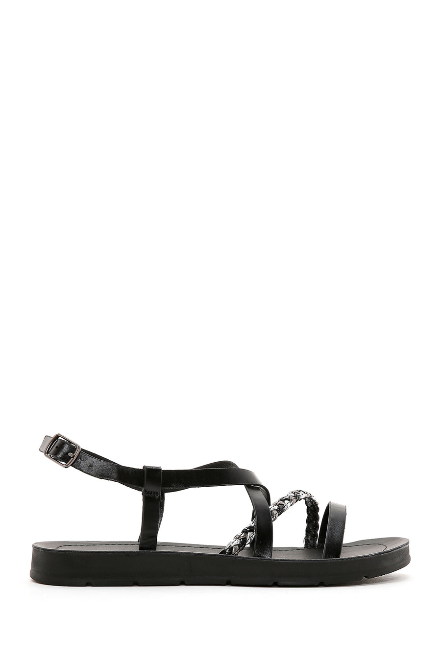 Women's Black Knit Detailed Sandals 26SFE461014 | Derimod
