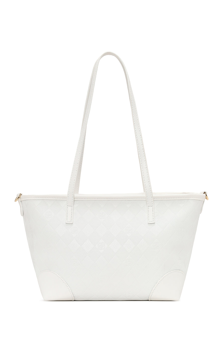 Woman White Long-Strap Printed Shoulder Bag