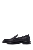 Woman Black Leather Masculine Loafer | Derimod