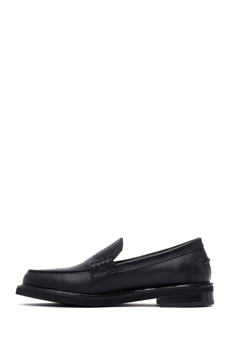 Woman Black Leather Masculine Loafer