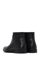 Men's Black Zippered Buckle Detail Leather Classic Boat | Derimod