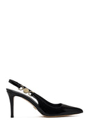 Woman Black Backless Thin Heeled Patent Leather Leather Shoes | Derimod