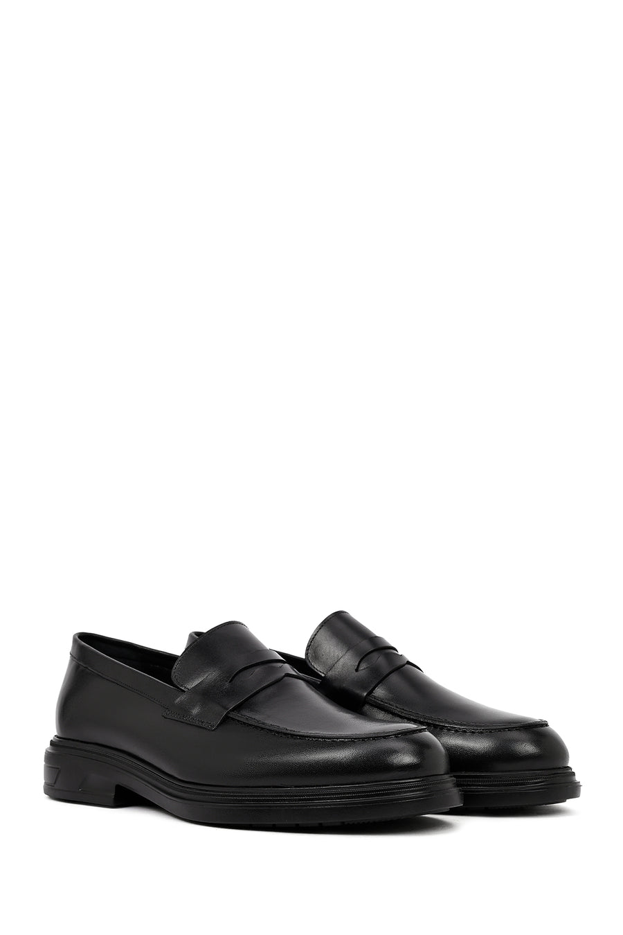 Male Black Leather Casual Loafers