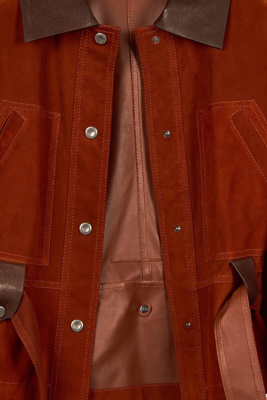 Capri Woman Cinnamon Shirt Collar Short Suede Leather Jacket