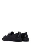 Woman Black Buckled Leather Masculine Loafer | Derimod