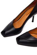 Woman Black Thin-Heeled Leather Stiletto | Derimod