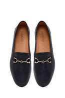 Women's Black Buckle Leather Loafer | Derimod
