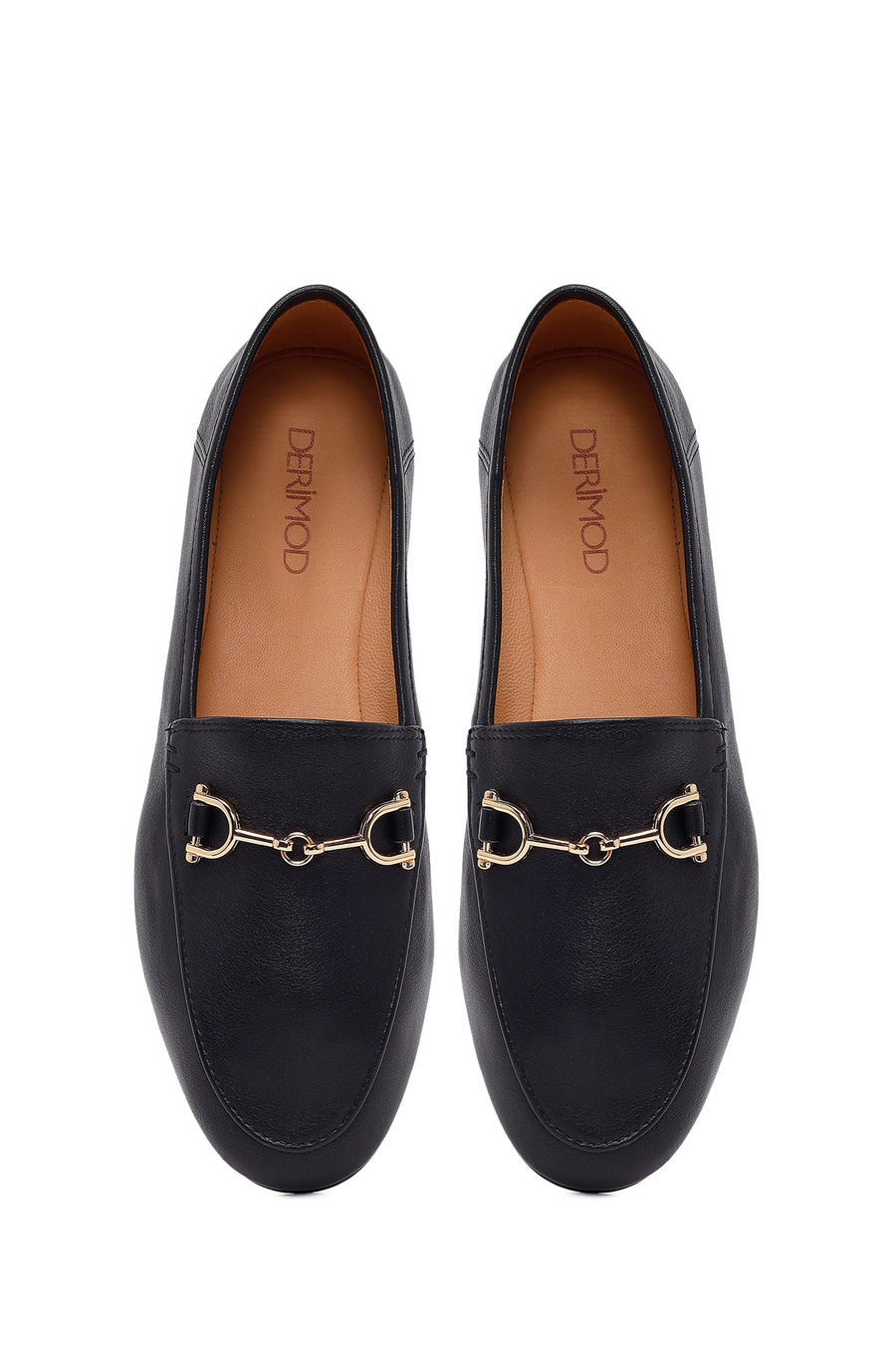 Women's Black Buckle Leather Loafer