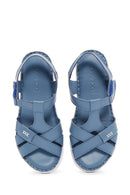 Kadın Mavi Deri Comfort Sandalet | Derimod