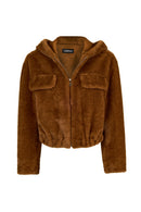 Arosa Kadın Camel Kapüşonlu Oversize Teddy Mont | Derimod