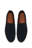 Male Navy Nubuck Leather Loafer | Derimod