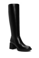 Woman Black Zip Closure Chunky-Heel Boot | Derimod
