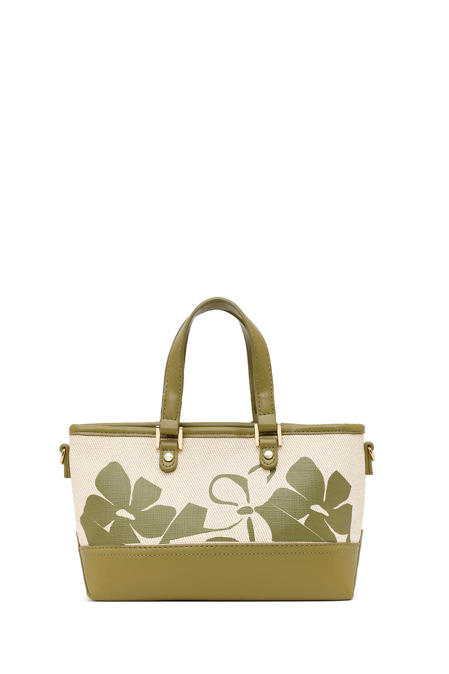 Woman Green Long-Strap Patterned Mini Shoulder Bag