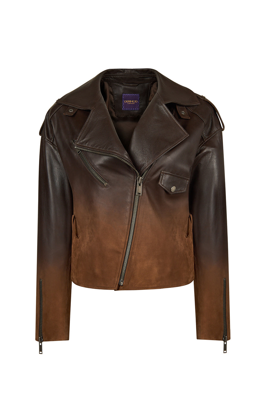 Soho Woman Brown Short Oversize Biker Suede Jacket